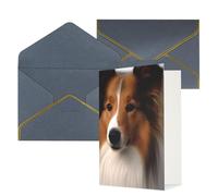 DWVTFSM Biglietto di ringraziamento con buste, biglietti di auguri per tutte le occasioni, buon compleanno, matrimonio, pensiero, cane pastore delle Shetland, biglietti vuoti 10,2 x 15,2 cm