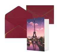 DWVTFSM Biglietto di ringraziamento con buste, biglietti di auguri per tutte le occasioni, buon compleanno, matrimonio, pensieri di te, rosa Parigi, biglietti vuoti 10,2 x 15,2 cm