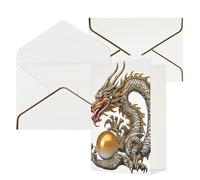DWVTFSM Biglietto di ringraziamento con buste, biglietti di auguri per tutte le occasioni, buon compleanno, matrimonio, pensando a te, drago cinese con perla, biglietti vuoti da 10,2 x 15,2 cm