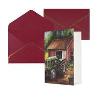DWVTFSM Biglietto di ringraziamento con buste, biglietti di auguri per tutte le occasioni, buon compleanno, matrimonio, pensando a te, trattore in fattoria, biglietti vuoti 10,2 x 15,2 cm
