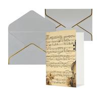 DWVTFSM Biglietto di ringraziamento con buste, biglietti di auguri per tutte le occasioni, buon compleanno, matrimonio, pensiero, note musicali, su carta vecchia, biglietti vuoti 10,2 x 15,2 cm