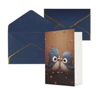 DWVTFSM Biglietto di ringraziamento con buste, biglietti di auguri per tutte le occasioni, buon compleanno, matrimonio, pensiero, amore, uccellino, righe, biglietti vuoti 10,2 x 15,2 cm