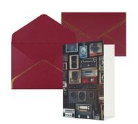 DWVTFSM Biglietto di ringraziamento con buste, biglietti di auguri per tutte le occasioni, buon compleanno, matrimonio, pensando a te, vintage, parete della radio, boombox, biglietti vuoti 10,2 x 15,2