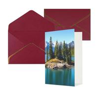 DWVTFSM Biglietto di ringraziamento con buste, biglietti di auguri per tutte le occasioni, buon compleanno, matrimonio, pensando a te, spirito, isola nel lago, biglietti vuoti 10,2 x 15,2 cm