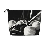 Dwvtfsm Borsa da trucco da golf in bianco e nero per donne, organizer per cosmetici da viaggio in lino impermeabile leggero con cerniera borsa da toilette organizer per pennelli da trucco