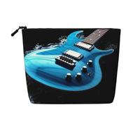 Dwvtfsm Borsa da trucco per chitarra da donna, impermeabile, in lino, organizer per cosmetici da viaggio, leggera, con cerniera, organizer per pennelli da trucco