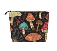 Dwvtfsm Borsa per il trucco a forma di fungo per donne, organizer da viaggio in lino impermeabile leggero con cerniera borsa da toilette organizer per pennelli da trucco