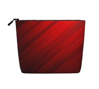 Dwvtfsm Borsa per il trucco a righe rosse da donna, organizer da viaggio in lino impermeabile leggero con cerniera borsa da toilette organizer per pennelli da trucco