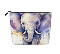 Dwvtfsm Borsa per il trucco con elefante carino per le donne, impermeabile, in lino, organizer per cosmetici da viaggio, leggera, con cerniera, borsa da toeletta da viaggio organizer per pennelli da