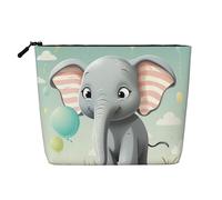 Dwvtfsm Borsa per il trucco con elefante, da donna, impermeabile, in lino, da viaggio, leggera, con cerniera, organizer per pennelli da trucco