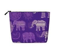 Dwvtfsm Borsa per il trucco con elefante viola, da donna, impermeabile, in lino, organizer per cosmetici, leggera, con cerniera, organizer per pennelli da trucco