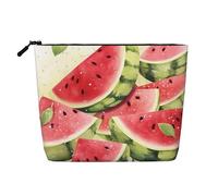 Dwvtfsm Borsa per il trucco con frutta fresca anguria per le donne, organizer da viaggio in lino impermeabile leggero con cerniera borsa da toilette organizer per pennelli da trucco