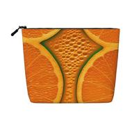 Dwvtfsm Borsa per il trucco con immagine arancione per donne, organizer per cosmetici da viaggio in lino impermeabile leggero con cerniera borsa da toilette organizer per pennelli da trucco