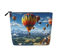 Dwvtfsm Borsa per il trucco con mongolfiera da donna, organizer da viaggio in lino impermeabile leggero con cerniera borsa da toilette organizer per pennelli da trucco