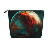 Dwvtfsm Borsa per il trucco con palla di marmo per donne, organizer da viaggio in lino impermeabile leggero con cerniera borsa da toilette organizer per pennelli da trucco