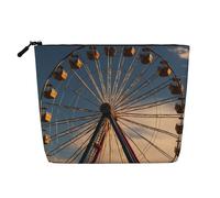 Dwvtfsm Borsa per il trucco con ruota panoramica per donne, impermeabile, in lino, organizer per cosmetici da viaggio, leggera, con cerniera, organizer per pennelli da trucco