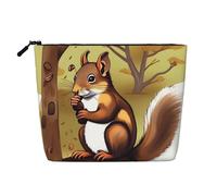 Dwvtfsm Borsa per il trucco con scoiattolo che mangia le noci per donne, organizer per cosmetici da viaggio in lino impermeabile leggero con cerniera borsa da toilette organizer per pennelli da trucco