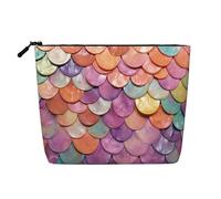 Dwvtfsm Borsa per il trucco con sfondo a squame di sirena per donne, organizer per cosmetici da viaggio in lino impermeabile leggero con cerniera borsa da toilette organizer per pennelli da trucco