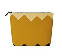 Dwvtfsm Borsa per il trucco da donna, colore giallo senape e nero, in lino, impermeabile, organizer per cosmetici, leggera, con cerniera, organizer per pennelli da trucco