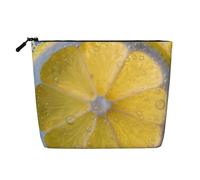 Dwvtfsm Borsa per il trucco da donna, con bolle di limone, impermeabile, in lino, organizer per cosmetici, leggera, con cerniera, organizer per pennelli da trucco