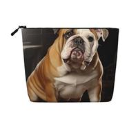 Dwvtfsm Borsa per il trucco da donna, con bulldog inglese, impermeabile, in lino, organizer per cosmetici, leggera, con cerniera, organizer per pennelli da trucco