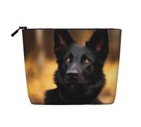 Dwvtfsm Borsa per il trucco da donna, con cane pastore tedesco, impermeabile, in lino, organizer per cosmetici, leggera, con cerniera, organizer per pennelli da trucco