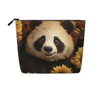 Dwvtfsm Borsa per il trucco da donna con girasole con animali carini, organizer per cosmetici da viaggio in lino impermeabile leggero con cerniera borsa da toilette organizer per pennelli da trucco