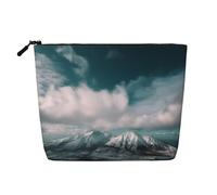 Dwvtfsm Borsa per il trucco da donna, con paesaggio innevato, in lino, impermeabile, organizer per cosmetici da viaggio, leggera, con cerniera, organizer per pennelli da trucco