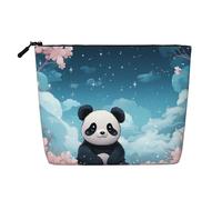 Dwvtfsm Borsa per il trucco da donna, con panda rosa, impermeabile, in lino, organizer per cosmetici, leggera, con cerniera, organizer per pennelli da trucco