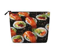 Dwvtfsm Borsa per il trucco giapponese con gamberetti per sushi da donna, organizer per cosmetici da viaggio in lino impermeabile leggero con cerniera borsa da toilette organizer per pennelli da