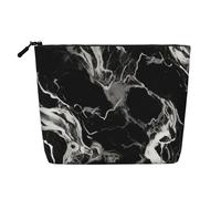 Dwvtfsm Borsa per il trucco in marmo bianco e nero per donne, organizer per cosmetici da viaggio in lino impermeabile leggero con cerniera borsa da toilette organizer per pennelli da trucco