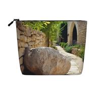 Dwvtfsm Borsa per il trucco in pietra paesaggistica, da donna, impermeabile, in lino, organizer per cosmetici da viaggio, leggera, con cerniera, organizer per pennelli da trucco