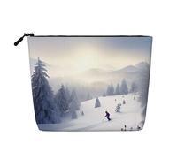 Dwvtfsm Borsa per il trucco invernale da donna, organizer per cosmetici da viaggio in lino impermeabile leggero con cerniera borsa da toilette organizer per pennelli da trucco