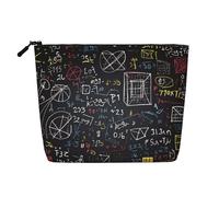 Dwvtfsm Borsa per il trucco per matematica e fisica per le donne, impermeabile in lino da viaggio, organizer per cosmetici, leggera, con cerniera, borsa da toeletta da viaggio organizer per pennelli