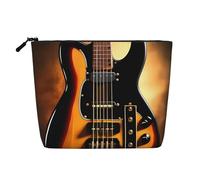 Dwvtfsm Borsa per trucchi per chitarra strumentale da donna, impermeabile, in lino, organizer per cosmetici, leggera, con cerniera, organizer per pennelli da trucco