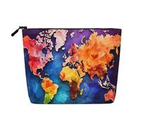 Dwvtfsm Borsa per trucco da donna, impermeabile, in lino, organizer per cosmetici, leggera, con cerniera, organizer per pennelli da trucco