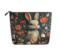 Dwvtfsm C'è un coniglio sulla parete modello trucco borsa per le donne, impermeabile lino viaggio cosmetici organizzatore leggero cerniera viaggio toilette borsa organizzatore pennelli trucco borsa di