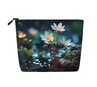 Dwvtfsm Ci sono diversi piccoli fiori borsa trucco per le donne, impermeabile lino viaggio cosmetici organizzatore leggero cerniera viaggio toilette borsa organizzatore pennelli trucco borsa