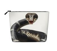 Dwvtfsm Cobra Snake Borsa per il trucco da donna, impermeabile, in lino, organizer per cosmetici da viaggio, leggera, con cerniera, organizer per pennelli da trucco