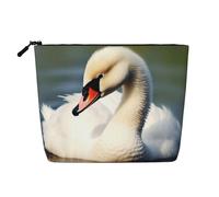 Dwvtfsm Cute Little Swan - Borsa per il trucco da donna, impermeabile, in lino, da viaggio, leggera, con cerniera, per articoli da toeletta da viaggio, organizer per pennelli da trucco