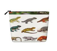 Dwvtfsm Diversi tipi di borsa per il trucco lucertola per le donne, organizer per cosmetici da viaggio in lino impermeabile leggero con cerniera borsa da toilette da viaggio organizer per pennelli da