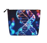 Dwvtfsm Dna Genetic Helix Borsa per il trucco da donna, in lino impermeabile, organizer per cosmetici da viaggio, leggera, con cerniera, organizer per pennelli da trucco