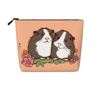 Dwvtfsm Due porcellini d'India da appendere fuori borsa per il trucco per le donne, impermeabile in lino da viaggio, organizer leggero con cerniera, borsa da toeletta da viaggio organizer per pennelli