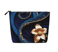 Dwvtfsm Elegante borsa per il trucco blu e nera per le donne, organizer da viaggio in lino impermeabile leggero con cerniera da viaggio borsa da toilette organizer per pennelli da trucco