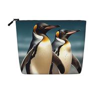 Dwvtfsm Elegante borsa per il trucco con pinguino animale per le donne, organizer da viaggio in lino impermeabile leggero con cerniera borsa da toilette organizer per pennelli da trucco