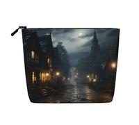 Dwvtfsm Gloomy Night - Trousse per trucchi da donna, impermeabile, in lino, da viaggio, leggera, con cerniera, organizer per pennelli da trucco