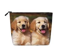 Dwvtfsm Golden Retriever Cani Cuccioli Animali Domestici Trucco Borsa Per Le Donne, Impermeabile Lino Viaggio Cosmetici Organizzatore Leggero Cerniera Viaggio Toiletry Bag Organizer Trucco Pennelli