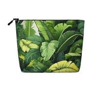 Dwvtfsm Graziosa borsa per il trucco con foglie di banana per donne, organizer da viaggio in lino impermeabile leggero con cerniera borsa da toeletta organizer per pennelli da trucco