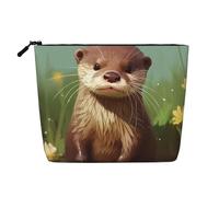 Dwvtfsm Graziosa borsa per il trucco da donna, organizer da viaggio in lino impermeabile per cosmetici, leggera con cerniera, borsa da toeletta da viaggio organizer per pennelli da trucco