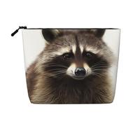 Dwvtfsm Hairy Raccoon Borsa per il trucco da donna, impermeabile, in lino, organizer per cosmetici da viaggio, leggera, con cerniera, organizer per pennelli da trucco